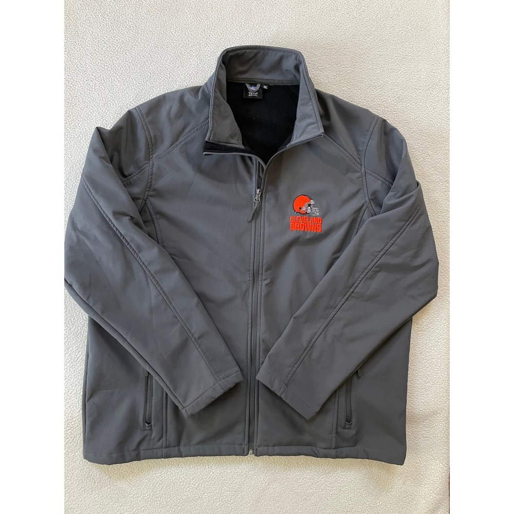 NFL Team Apparel Mens XXL Softshell Jacket Gray Cleveland Browns Embroidered